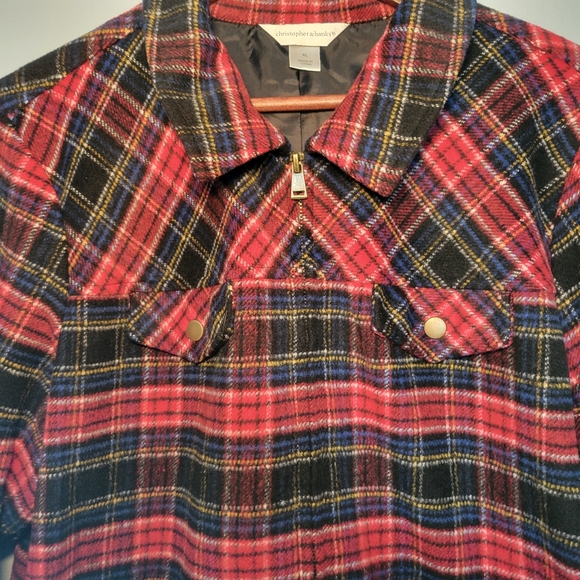 Christopher & Banks Womens Wool Blend Red & Black Plaid Lined Jacket Size XL - Picture 3 of 13
